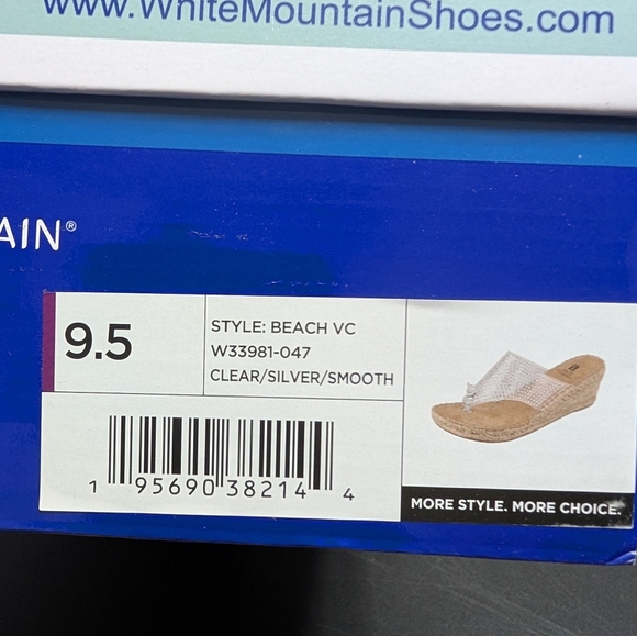 White Mountain Clear Beach Wedge Thong Sandals Silver Rhinestone Embellished 9.5 - Picture 7 of 9